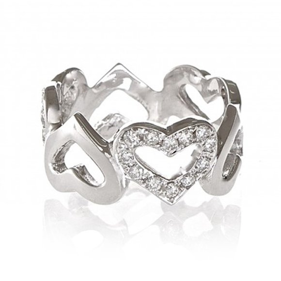 0.60 Carat Interlocking Hearts Diamond Ring - Picture 1 of 4